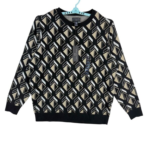 Shaquille O'Neal XLG Men's Pullover Black Tan Geometric Sweater Size 2XL NWT - Picture 1 of 9